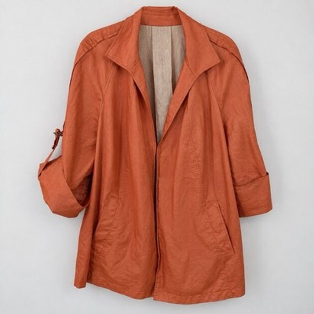 Lafayette 148 New York Open Jacket Plus size 20 Orange Metallic Linen Blend